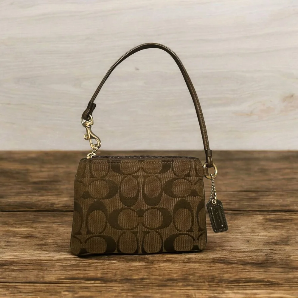 Coach Brown Signature Wristlet - Picture 3 of 5